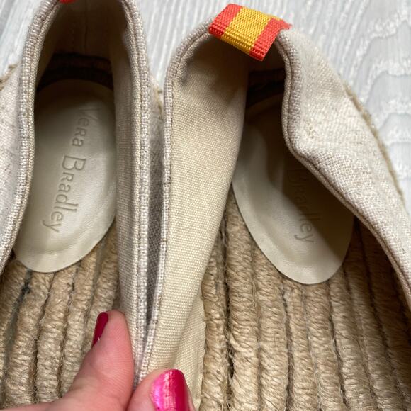 Vera Bradley Women's The Dune Tan Floral Embroidered Espadrille Slip On Flats 9 - Picture 3 of 8